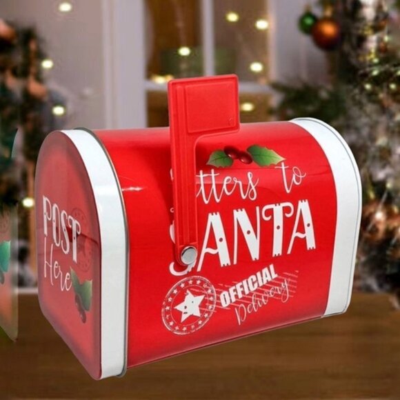 ALEF Other - Letters to Santa Christmas Tin Tabletop Mailbox Decoration Red Official Delivery